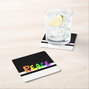 Dessous De Verre Carré MAZIPOODLES Paix Arc-en-ciel