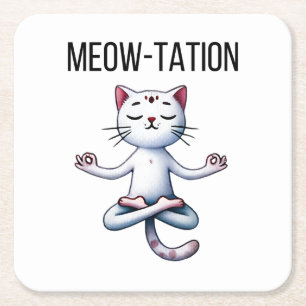Dessous De Verre Carré Méditation drôle de chats