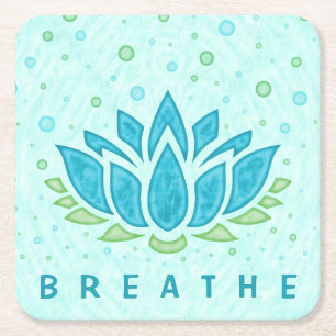 Dessous De Verre Carré Méditation Yoga Lotus Flower Zen  Modèle de texte