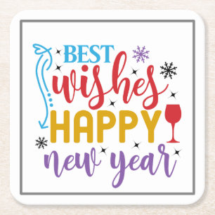 Dessous De Verre Carré Meilleurs Vœux Bonne Année Design-80967