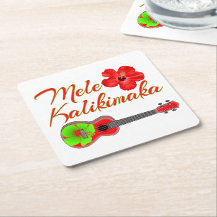 Dessous De Verre Carré Mele Kalikimaka Ukulele