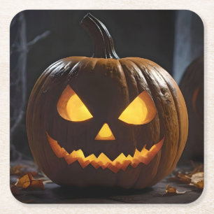 Dessous De Verre Carré Menacer Citrouille Halloween,
