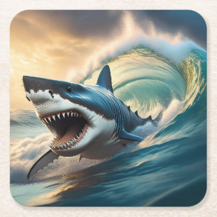 Dessous De Verre Carré Menacer le requin