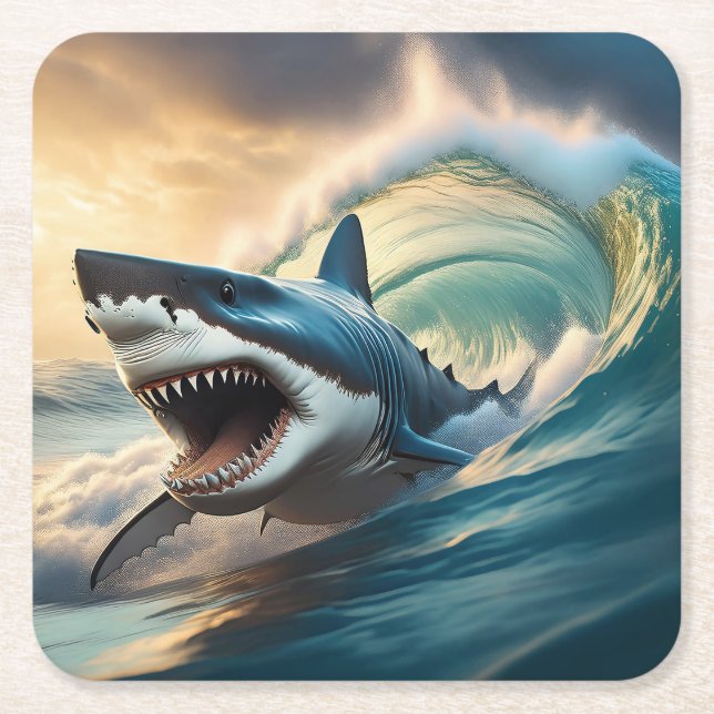 Dessous De Verre Carré Menacer le requin (Devant)