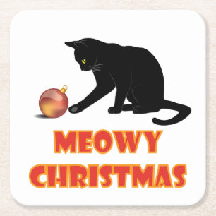 Dessous De Verre Carré Meowy Christmas Funny Chat