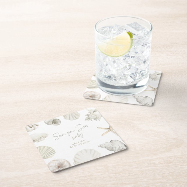 Dessous De Verre Carré Mer bientôt baby shower (En situation)