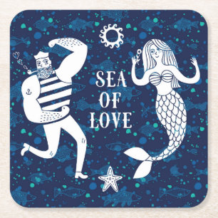 Dessous De Verre Carré Mer d'affiche d'amour
