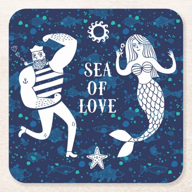 Dessous De Verre Carré Mer d'affiche d'amour (Devant)