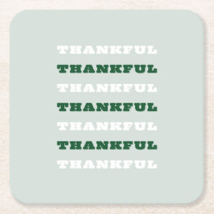 Dessous De Verre Carré Merci, Citation de gratitude, Vert