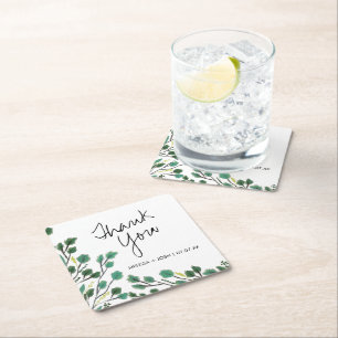 Dessous De Verre Carré Merci feuille de eucalyptus dessinée à la main  