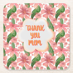 Dessous De Verre Carré Merci maman personnalisé aquarelle