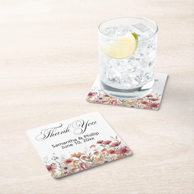 Dessous De Verre Carré Merci mariage dessous de verre faveurs (En situation)