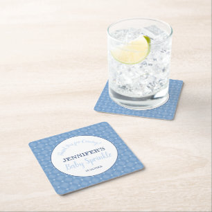 Dessous De Verre Carré Merci moderne Blue Baby Sprinkle Party