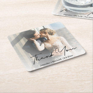 Dessous De Verre Carré merci pour la photo de mariage minimaliste délavée