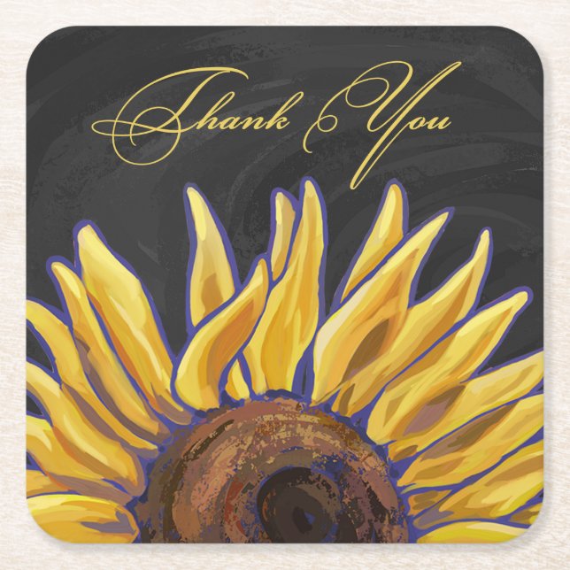 Dessous De Verre Carré Merci tournesol (Devant)
