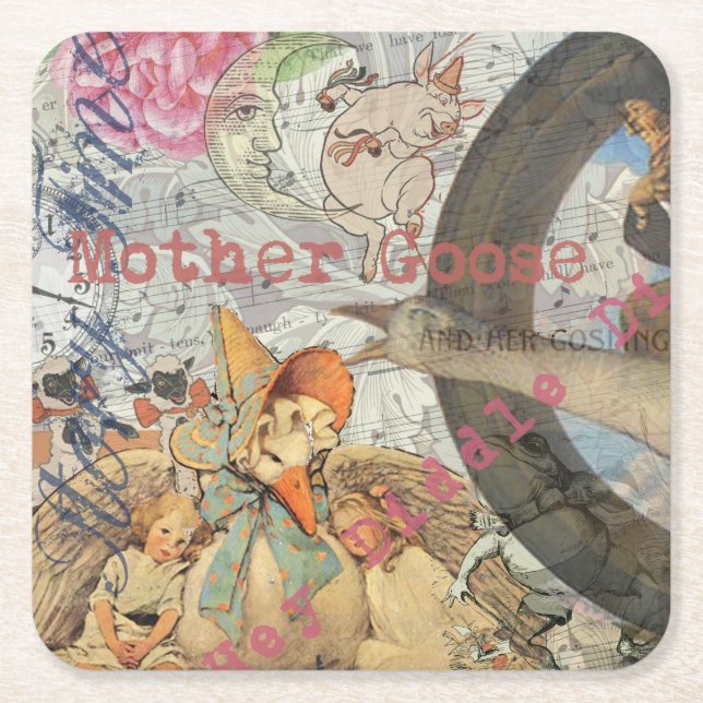 Dessous De Verre Carré Mère Goose Nursery Rhyme Fairy Tale (Devant)