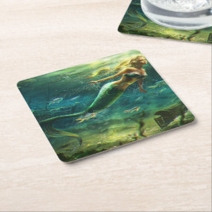 Dessous De Verre Carré mermelier nageant