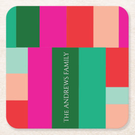 Dessous De Verre Carré Merry Christmas Color Block 