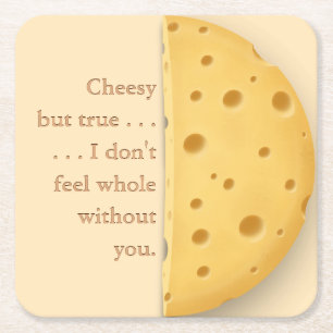 Dessous De Verre Carré Message Cheesy personnalisé Trompe L'oeil Fromage