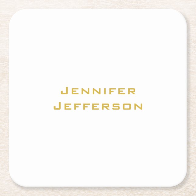 Dessous De Verre Carré Metallic Gold & White Professional Modern Elegant (Devant)