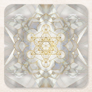Dessous De Verre Carré Métatron's Cube in lotus Sacred Geometry