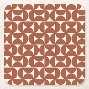 Dessous De Verre Carré Mi-siècle Moderne Motif rouille Terracotta