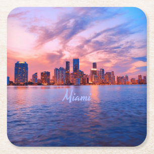 Dessous De Verre Carré Miami Beach Florida City Skyline