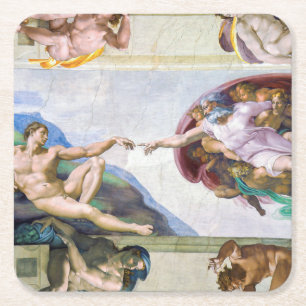 Dessous De Verre Carré Michelangelo - Création d'Adam, Chapelle Sixtine