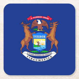 Dessous De Verre Carré Michigan State Flag Design