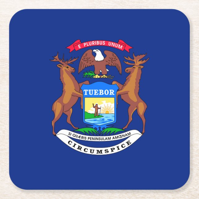 Dessous De Verre Carré Michigan State Flag Design (Devant)