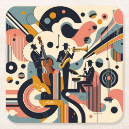 Dessous De Verre Carré Mid Century Jazz Age Psychedelic Trio