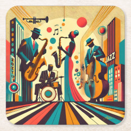 Dessous De Verre Carré Mid Century Jazz Age Quartet