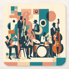 Dessous De Verre Carré Mid Century Jazz Age Sextet