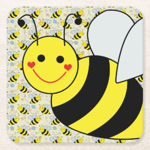 Dessous De Verre Carré Mignon gaffez l'abeille avec le motif