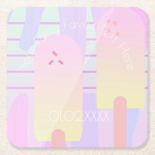Dessous De Verre Carré Mignon Glace Pastel Été Ombré