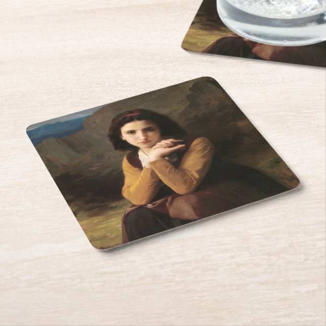 Dessous De Verre Carré Mignon Innocence d'une adolescente, Bouguereau (Incliné)