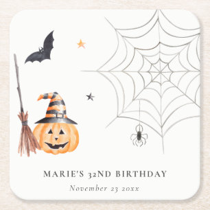 Dessous De Verre Carré Mignonne Halloween Citrouille Spiderweb N'importe 