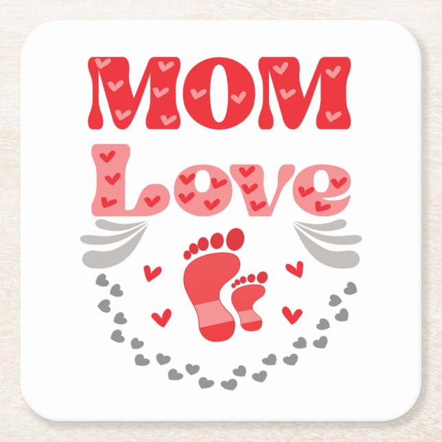 Dessous De Verre Carré Mignonne Maman Amour (Devant)