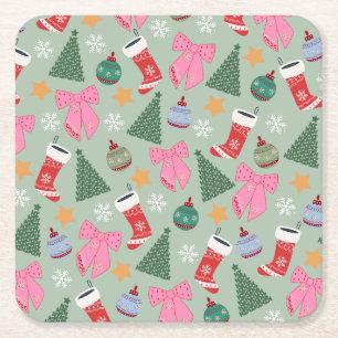 Dessous De Verre Carré Mignonne Menthe verte de Noël