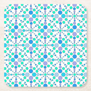 Dessous De Verre Carré Mignons points bleus, lilas et turquoise