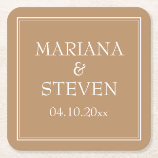 Dessous De Verre Carré Minimaliste Moderne Bordure Beige Clair
