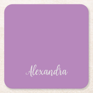 Dessous De Verre Carré Minimaliste Simple Ajouter Nom Calligraphie Lavand