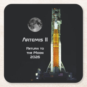 Dessous De Verre Carré Mission Artemis II sur la Lune