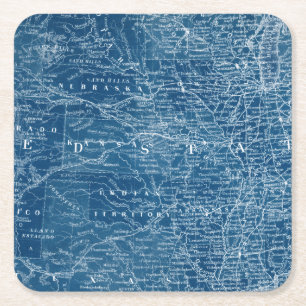 Dessous De Verre Carré Modèle de carte des USA
