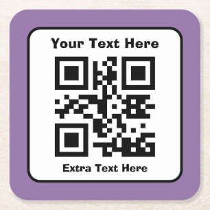 Dessous De Verre Carré Modèle de code QR scannable avec texte modifiable
