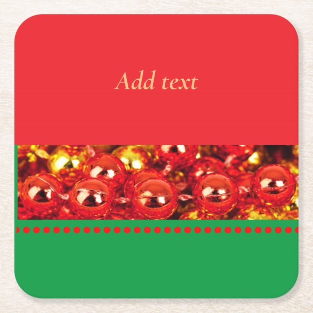 Dessous De Verre Carré Modèle de Noël rouge et vert (Devant)