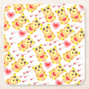Dessous De Verre Carré Modèle de nurserie Ourson Cœur Doux