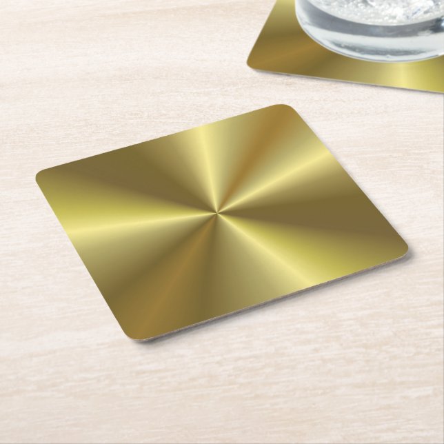 Dessous De Verre Carré Modèle flanqué personnalisé Faux Gold Métallure (Incliné)