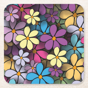 Dessous De Verre Carré Modèle floral coloré moderne