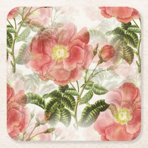 Dessous De Verre Carré Modèle floral de Camellia rose